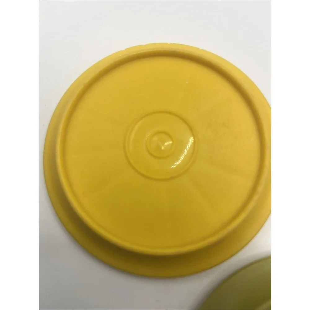 4 Vintage 1970s Tupperware Harvest Coaster Coffee Cup Mug Lid Replacement (5)